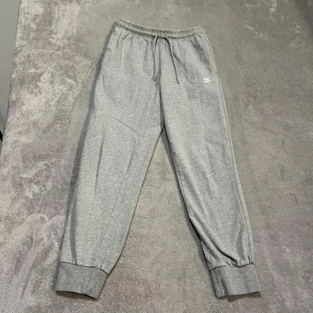 Nike Club Knit Joggers Pants Mens Small Gray Sweatpants Cotton Athletic